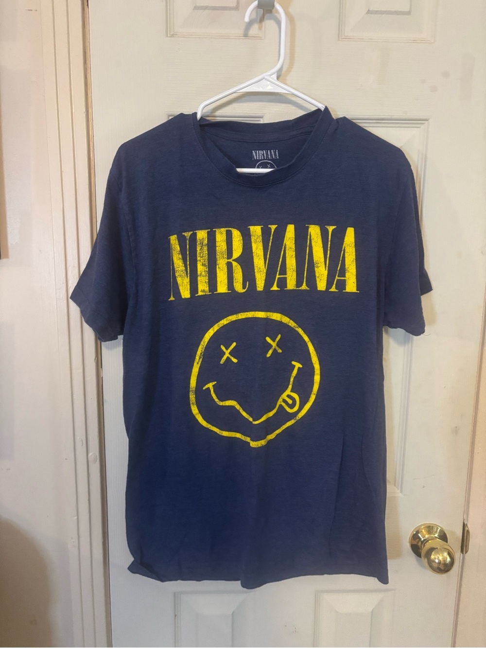 NIRVANA Navy Tee with Yellow Smiley Logo